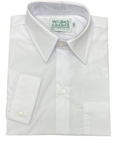 Plain White Collar & Tie Long Sleeve Shirt